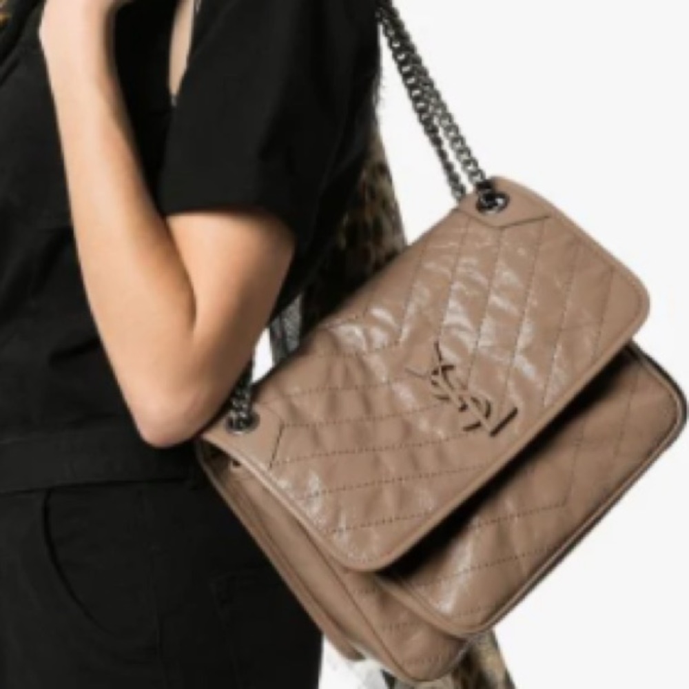 Saint Laurent Medium Nikki Crinkle Leather